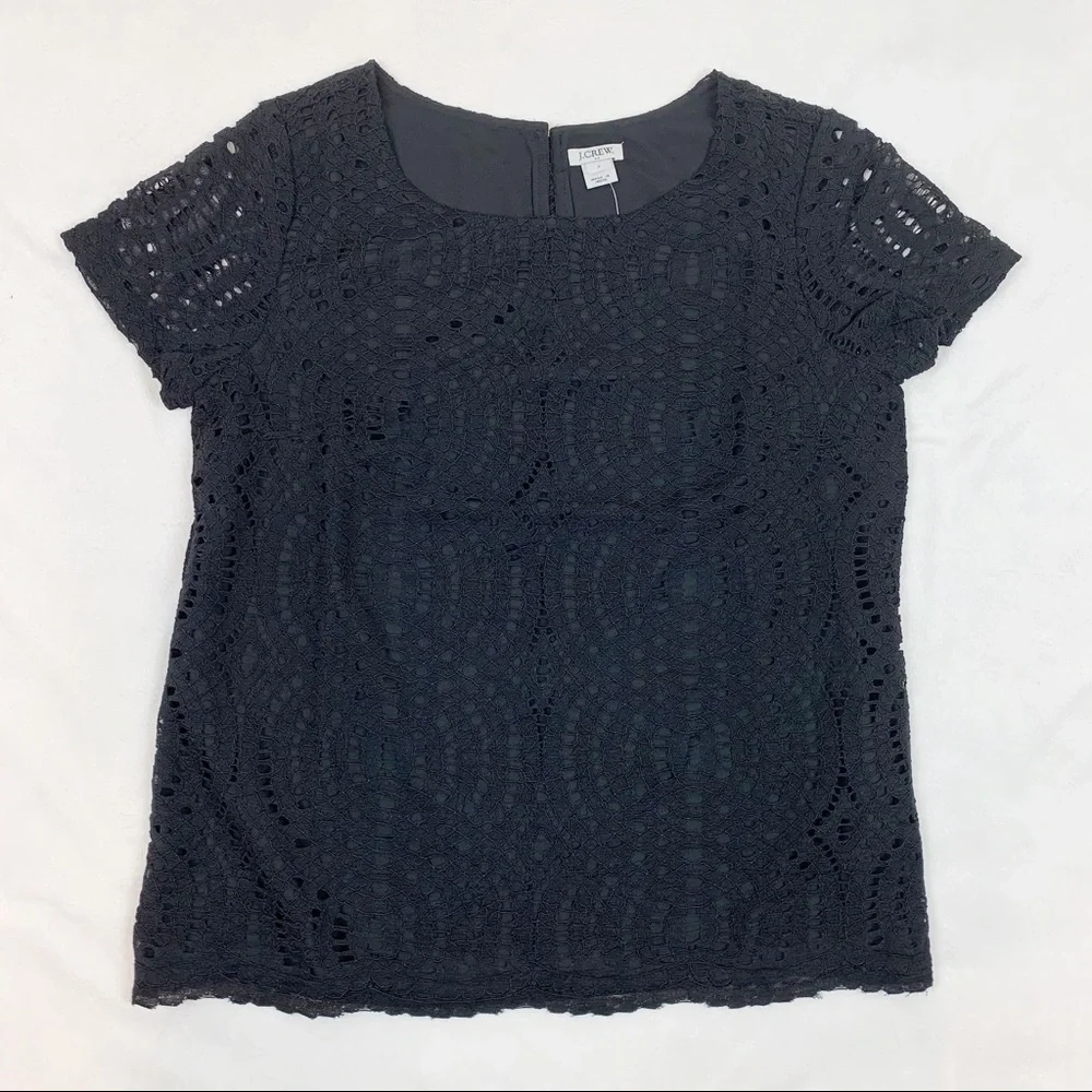J Crew short sleeve black‎ lace t-shirt